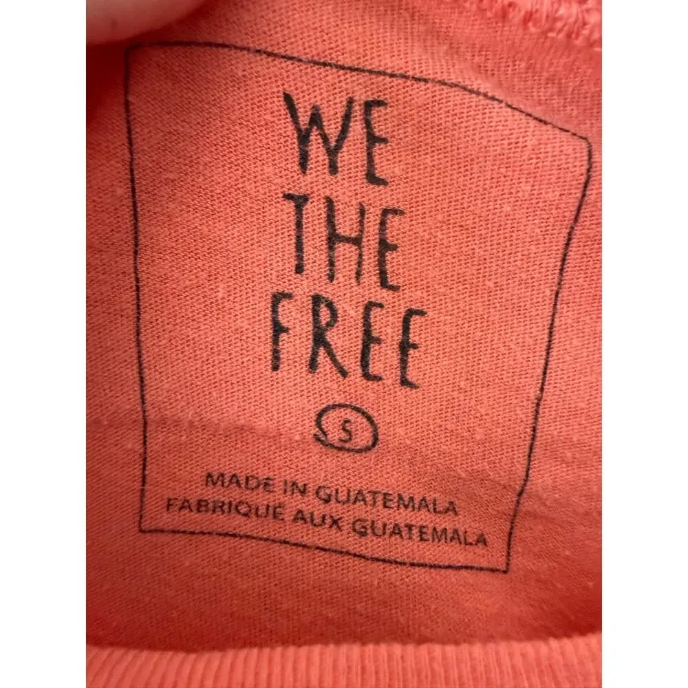We The Free Cropped Oversized Boxy Long Sleeve Top‎ Coral Orange Size Small